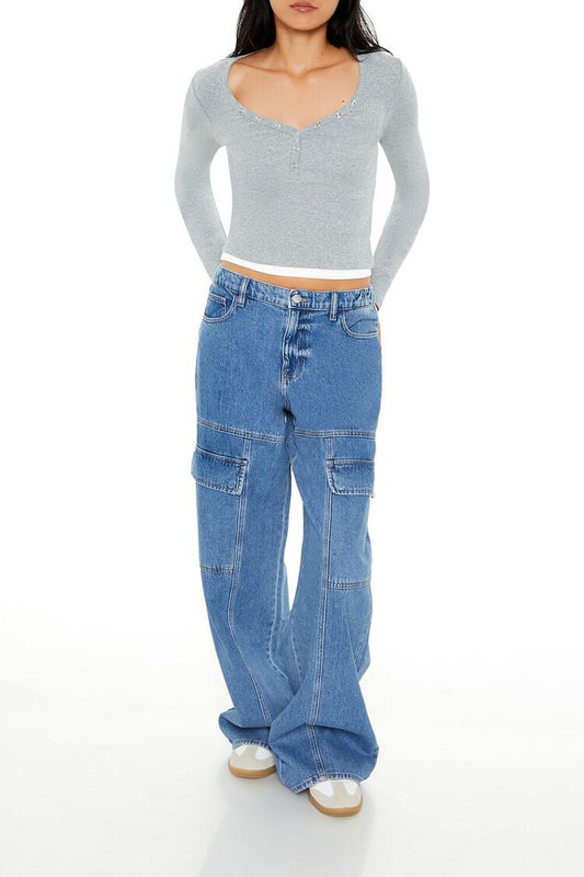 F21 - Women's High-Rise Wide Leg Cargo Jean