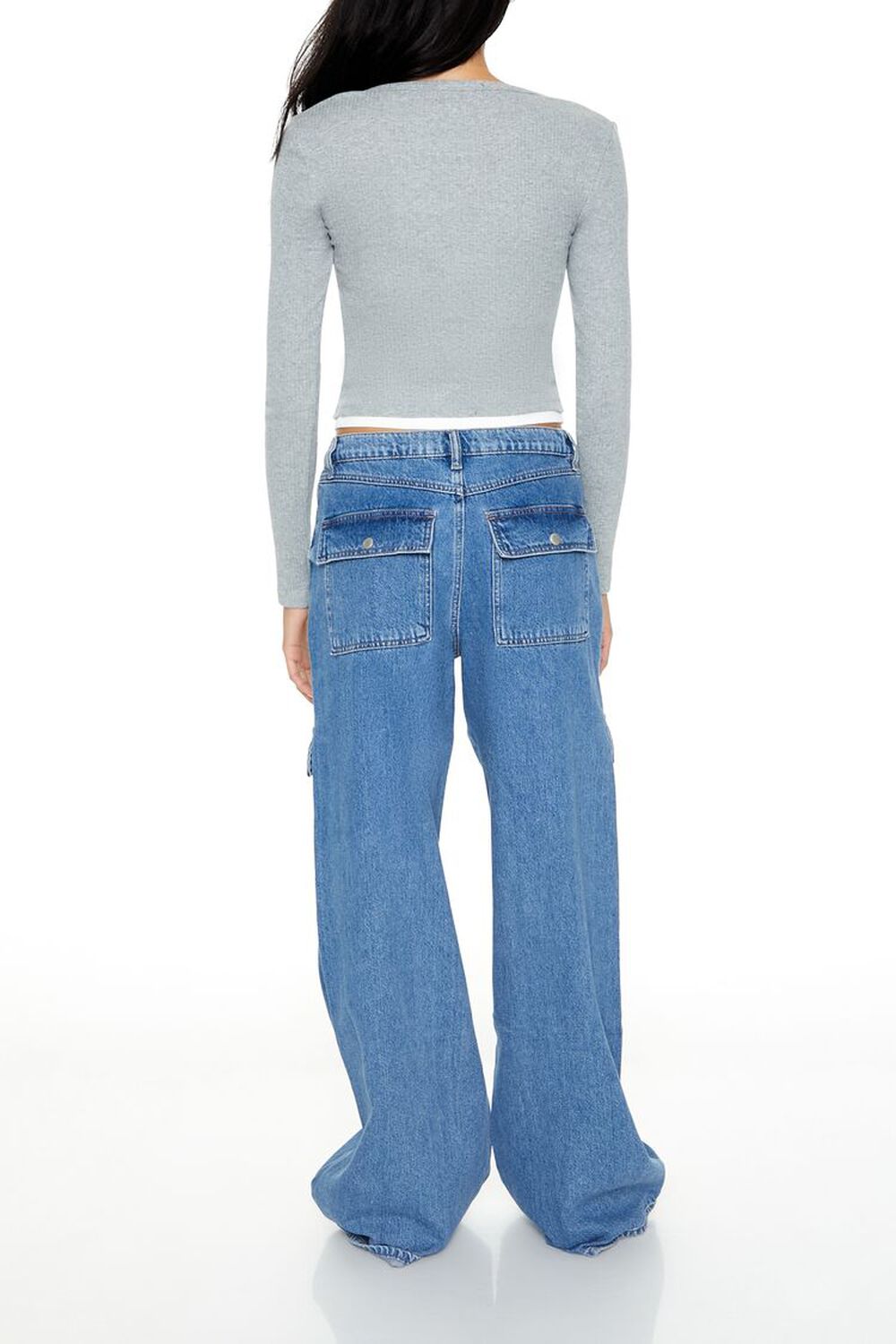 F21 - Women's High-Rise Wide Leg Cargo Jean