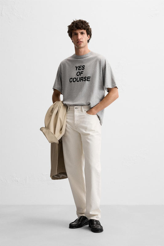 Textured Slogan T-Shirt