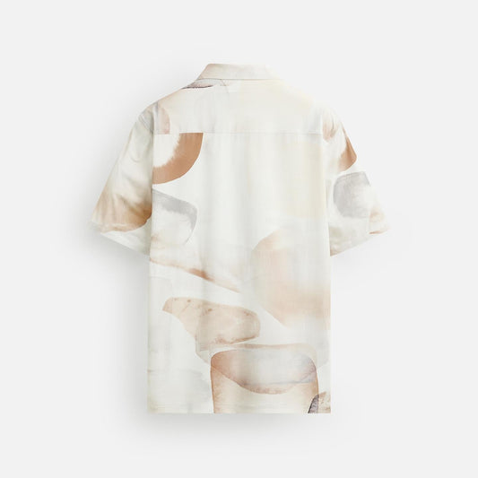 Abstract Print Stretch Shirt