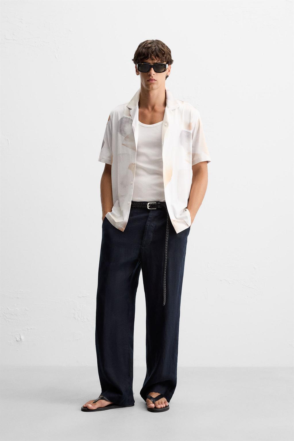 Abstract Print Stretch Shirt