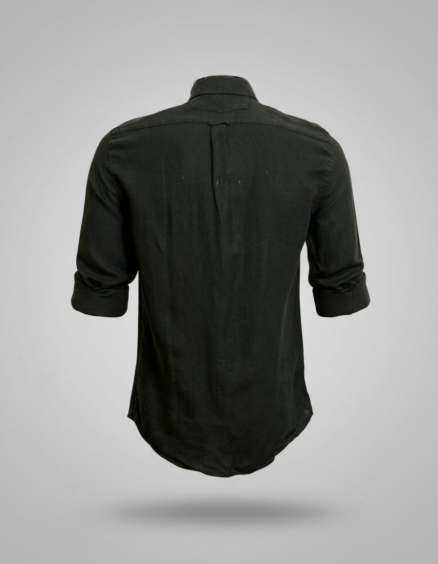 Buffon Linen Long Sleeve Shirt - Black