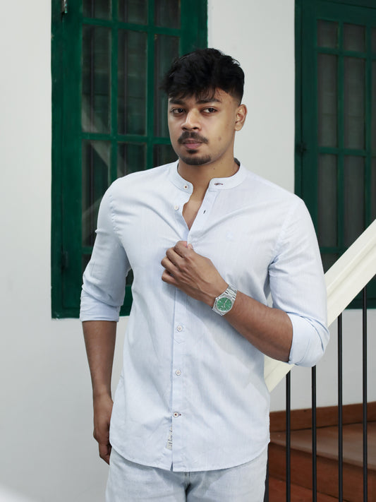 Mandarin Neck Shirt – Baby Blue