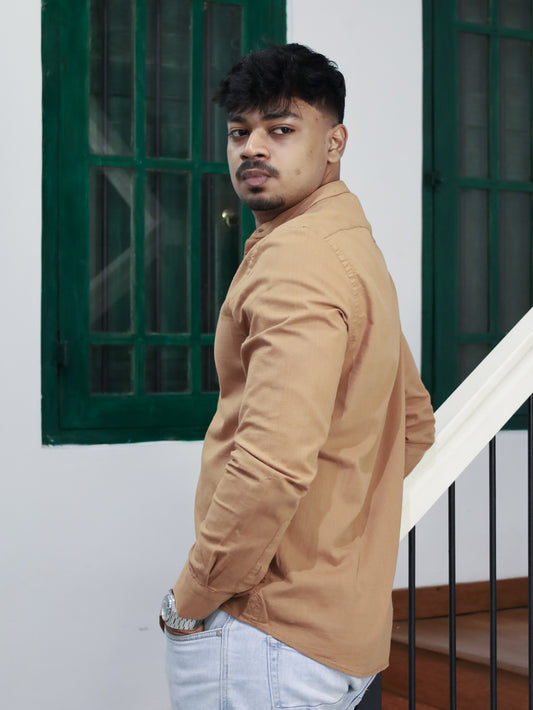 Mandarin Neck Shirt - Camel