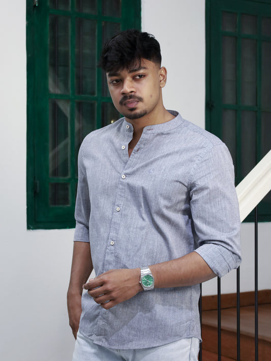 Mandarin Neck Shirt - Grey