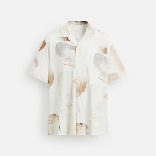 Abstract Print Stretch Shirt