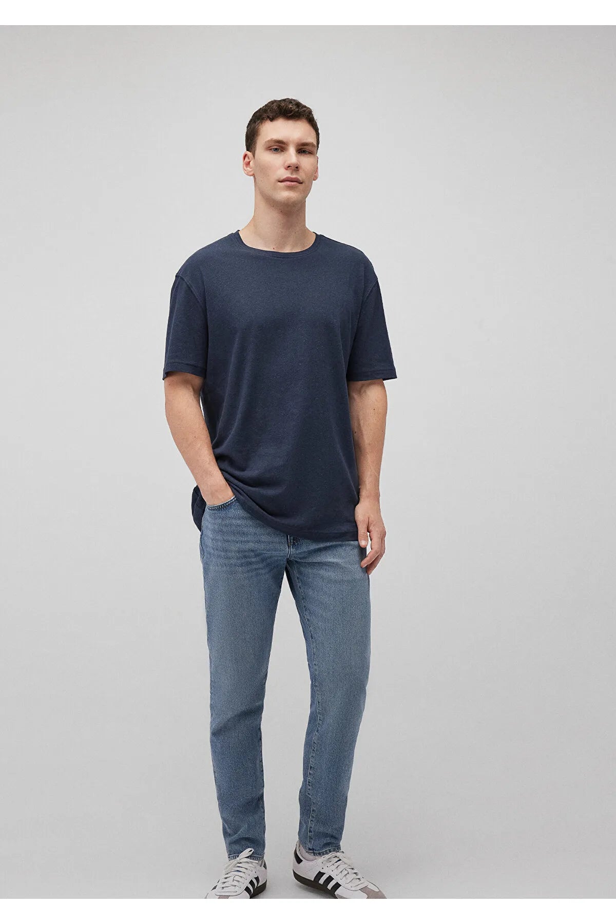 Navy Blue Loose Fit Cotton T-Shirt