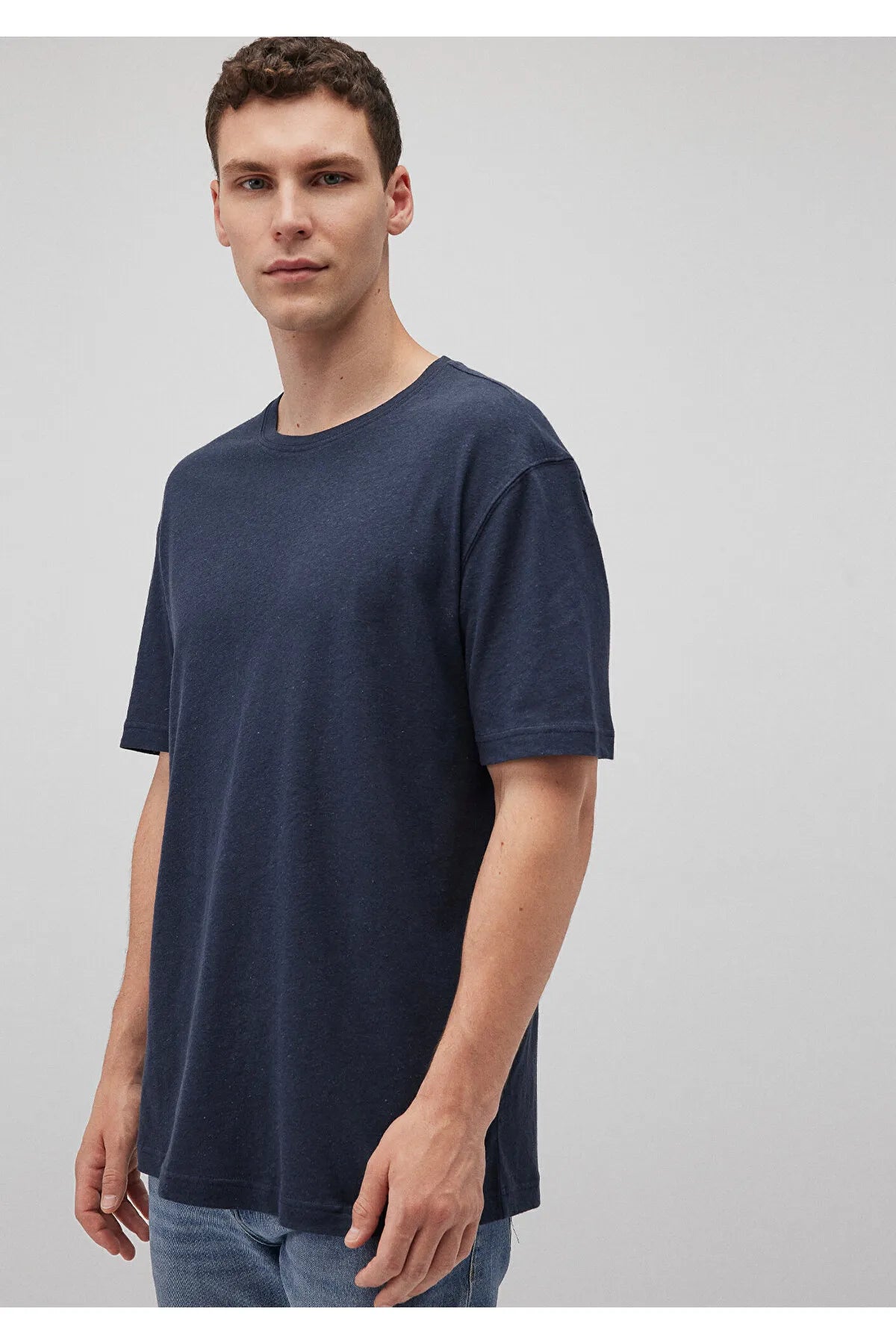 Navy Blue Loose Fit Cotton T-Shirt