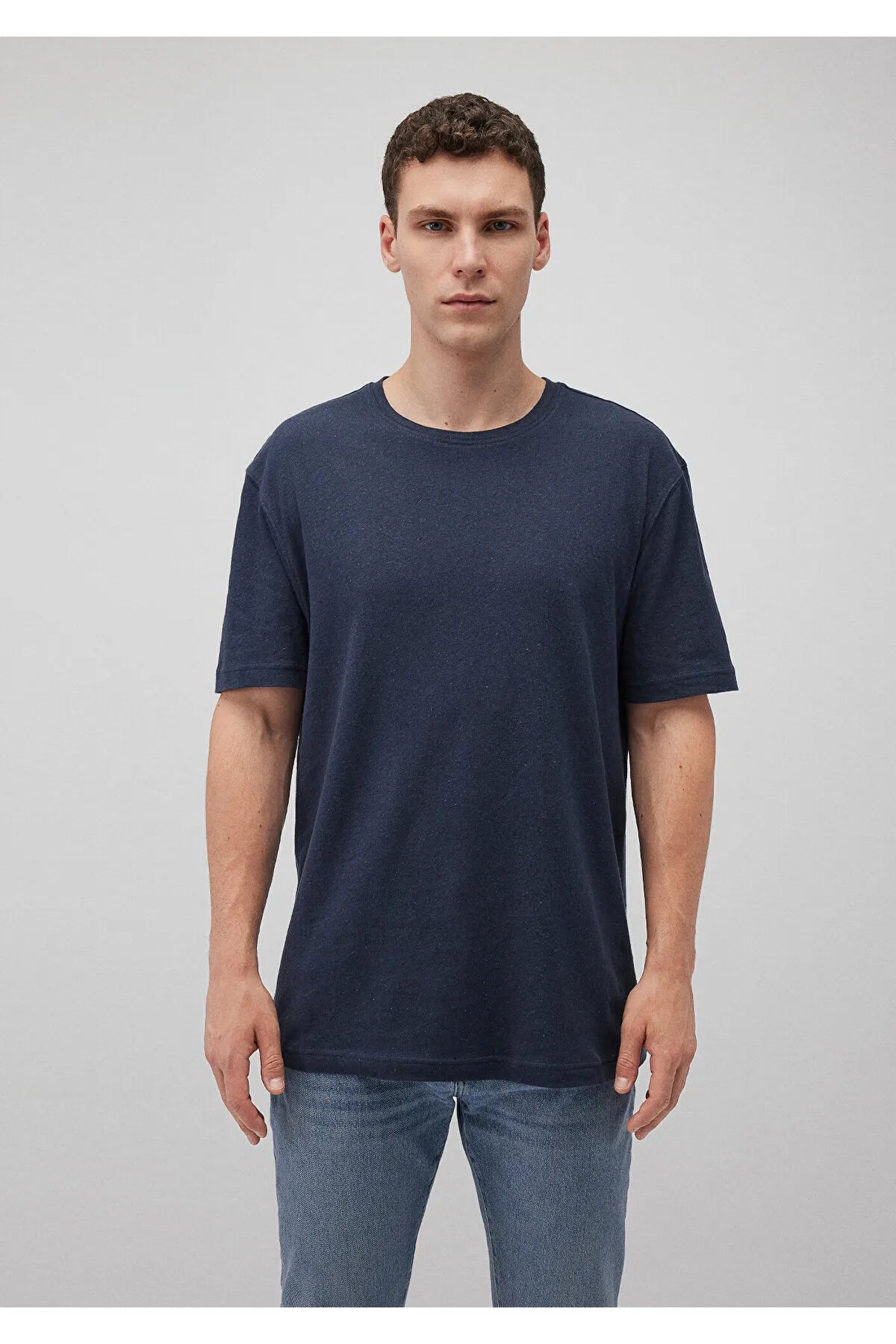 Navy Blue Loose Fit Cotton T-Shirt