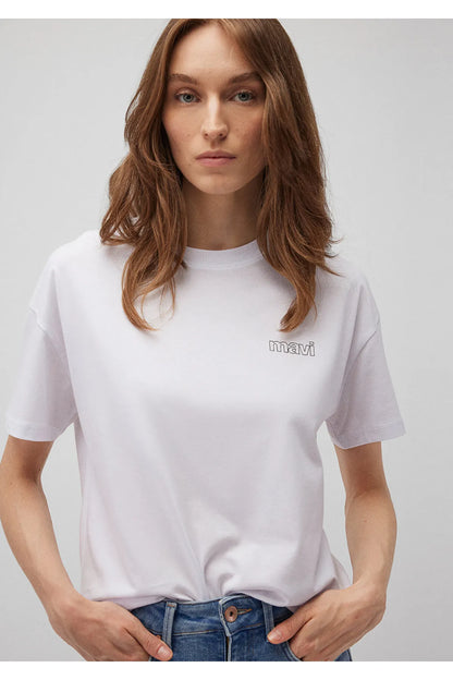 Cotton Logo Printed White T-Shirt for Daily Use
