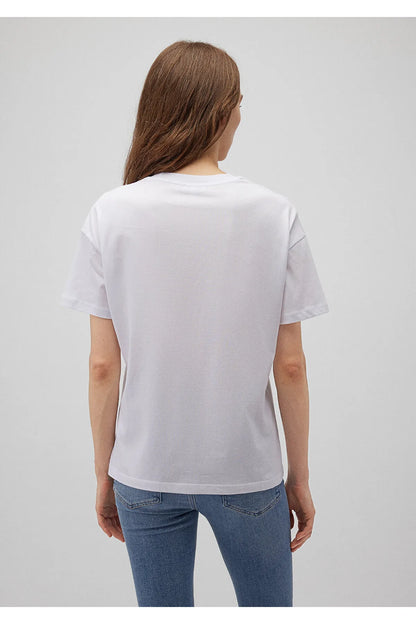 Cotton Logo Printed White T-Shirt for Daily Use