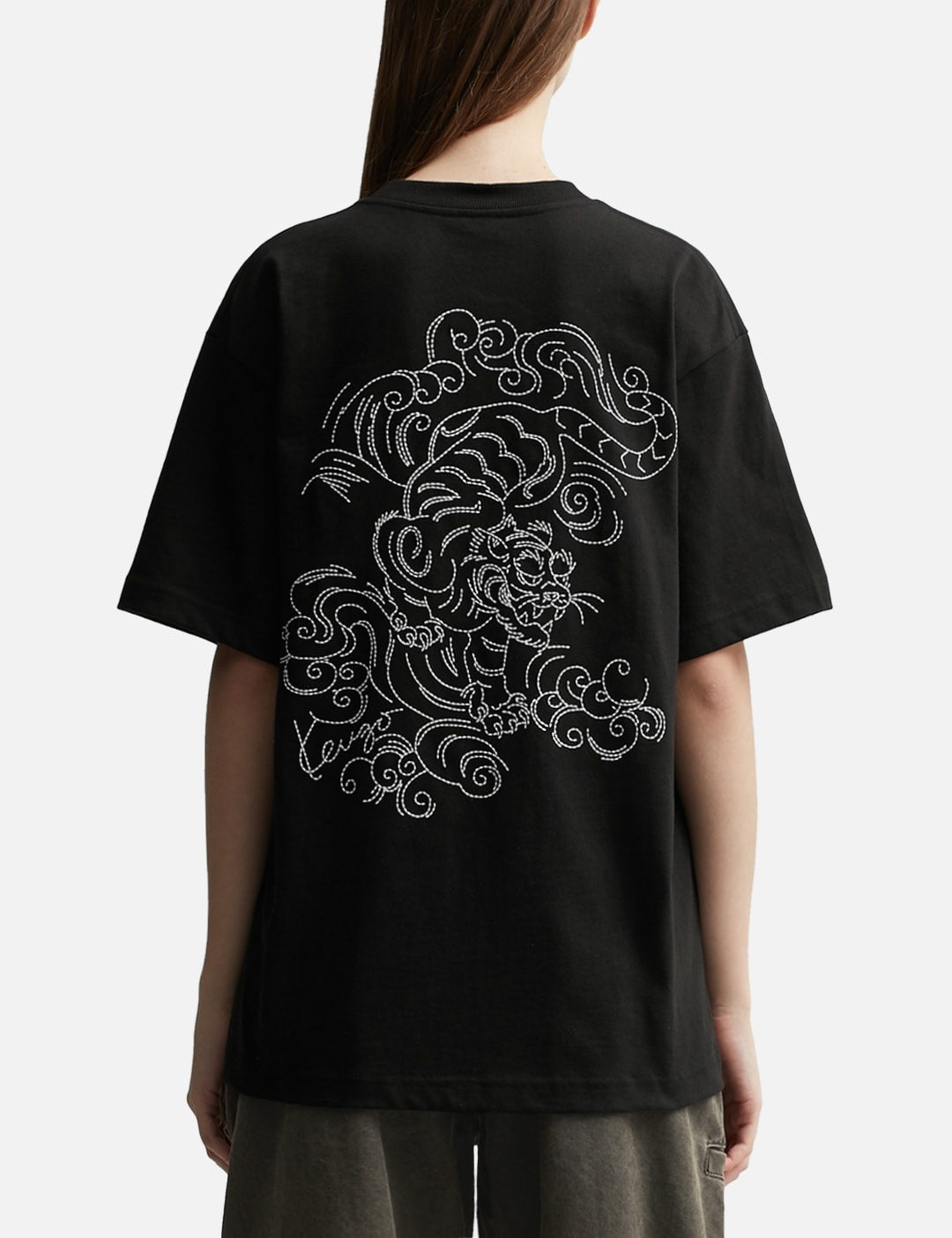 Tiger Embroidered Cotton T-shirt White