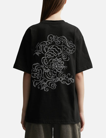 Tiger Embroidered Cotton T-shirt White