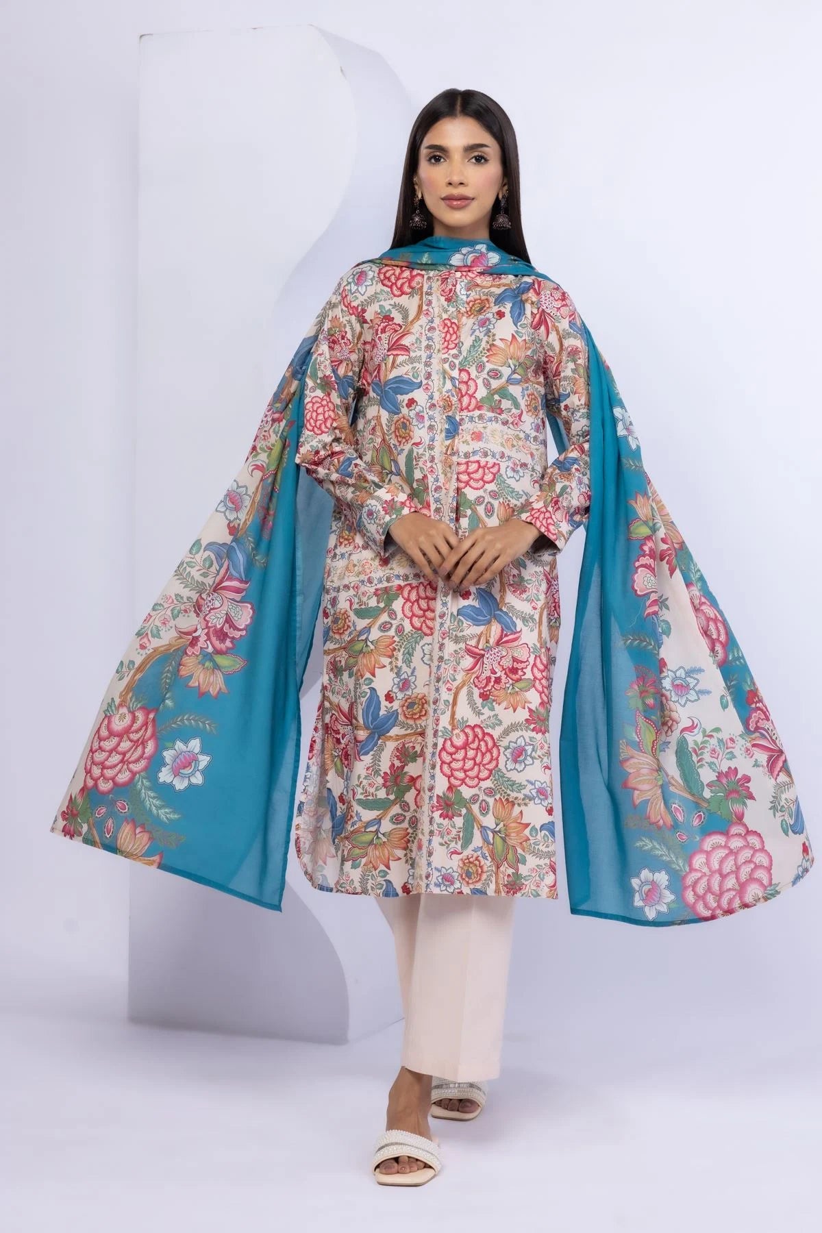 Khaadi Floral Printed Cotton Kurta Top #1301