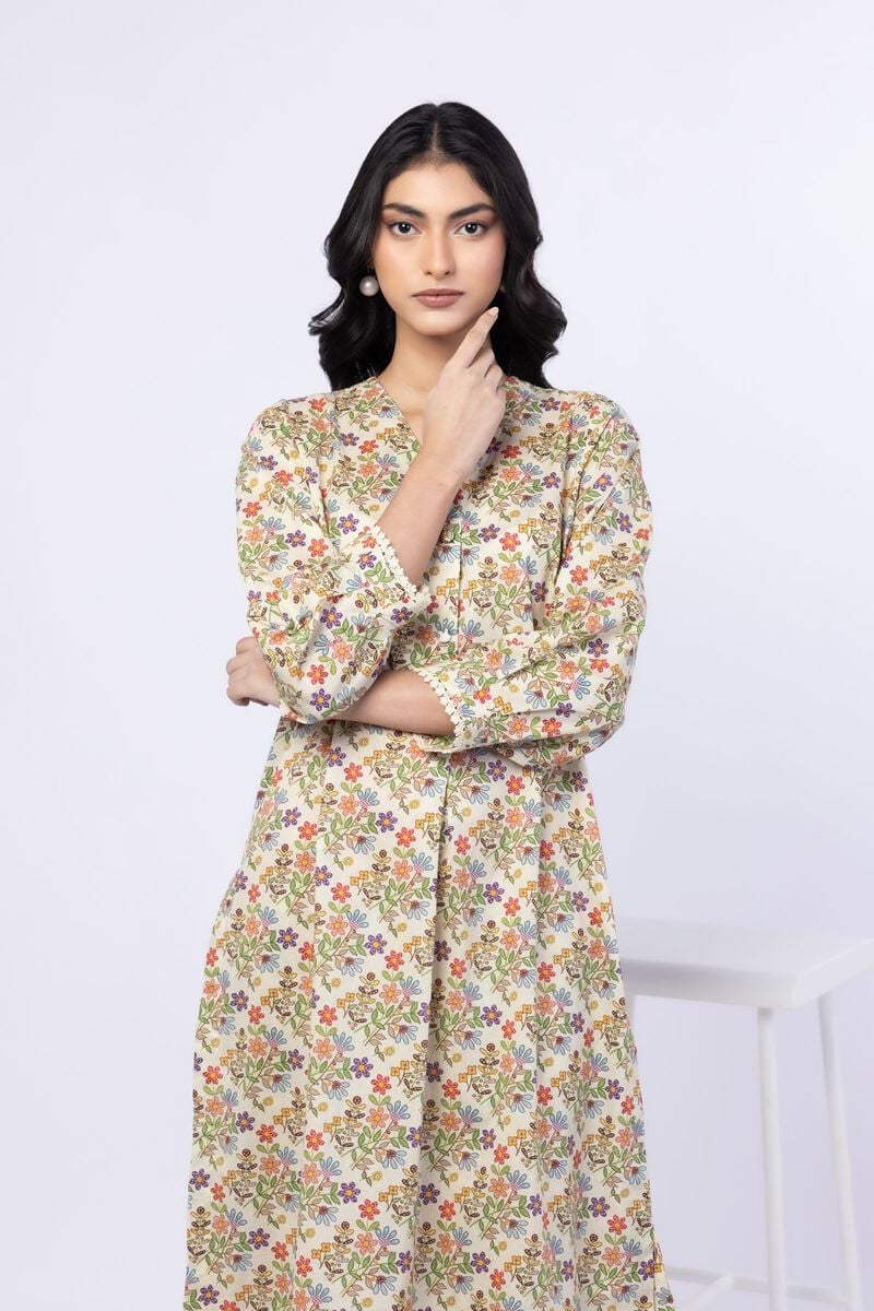 Khaadi Floral Printed Kurta Top #1293 in Cotton