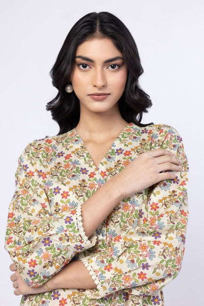 Khaadi Floral Printed Kurta Top #1293 in Cotton