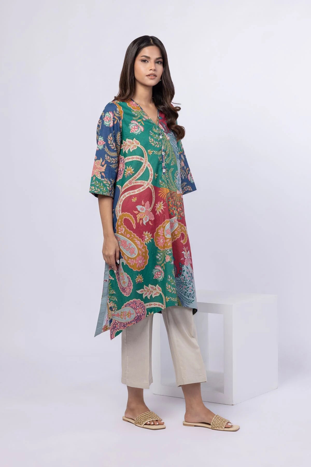 Khaadi Floral Printed Cotton Kurta Top #1289