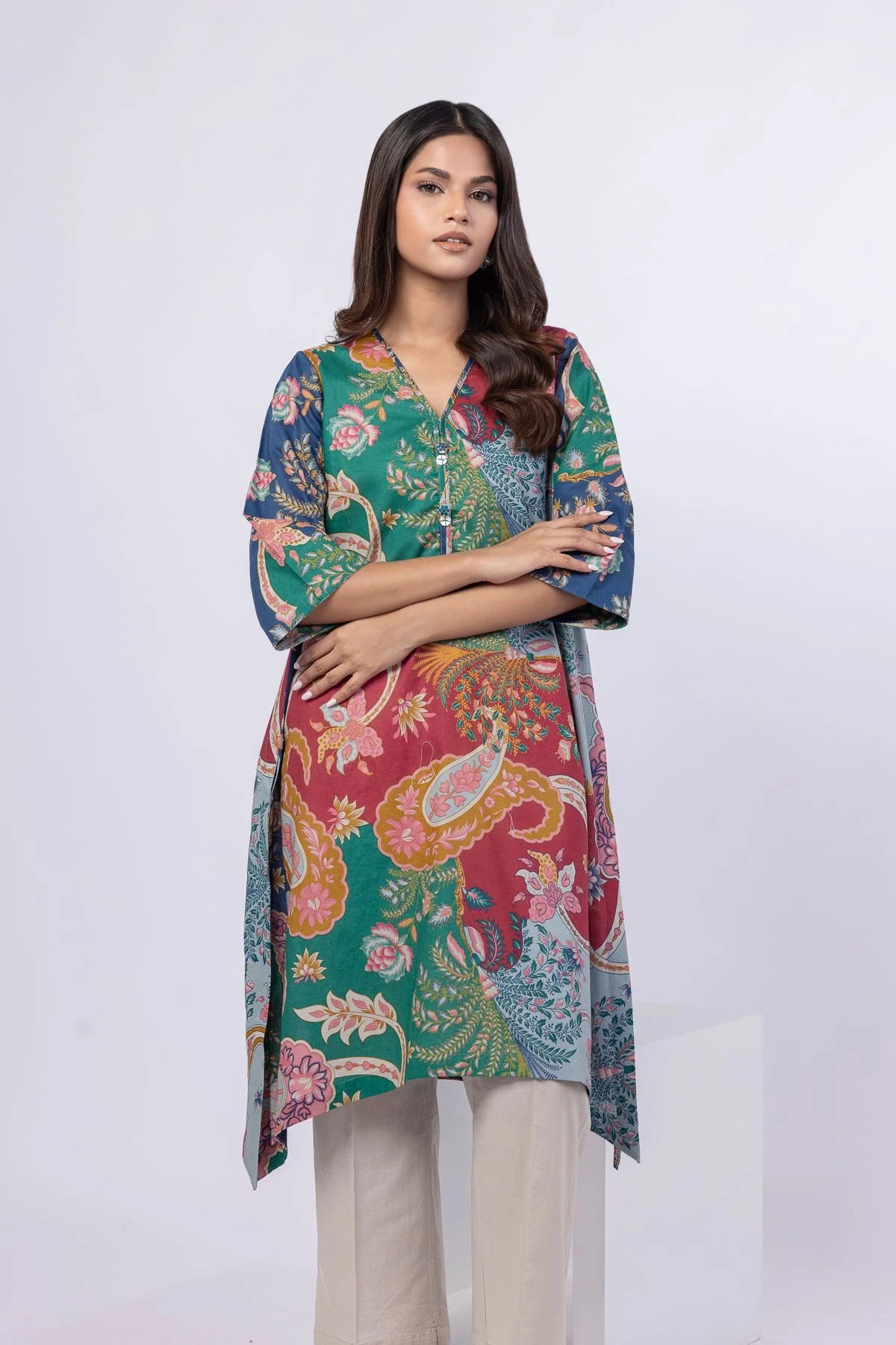 Khaadi Floral Printed Cotton Kurta Top #1289