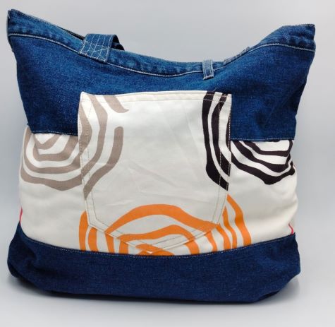 Denim Bag With Printed Patch