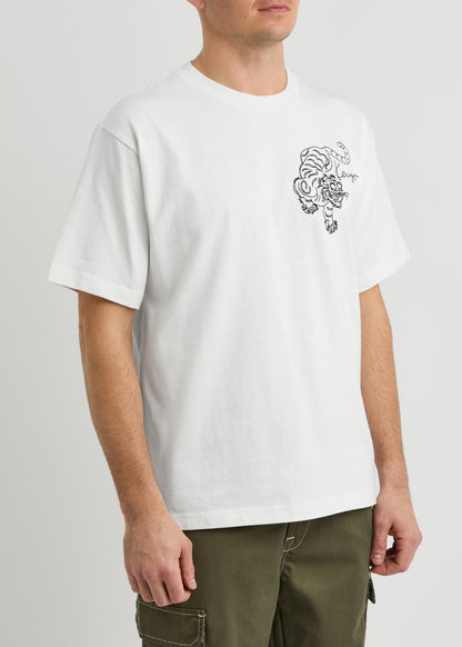 Tiger Embroidered Cotton T-shirt White