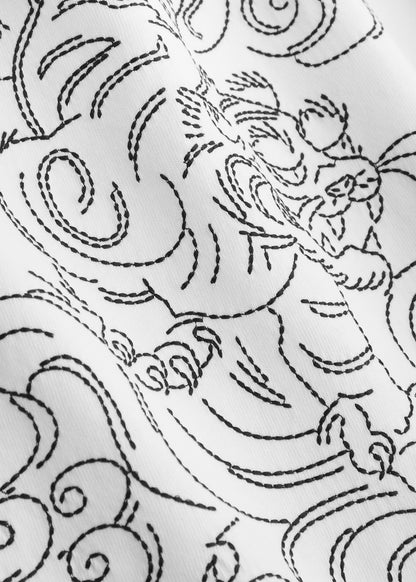 Tiger Embroidered Cotton T-shirt White