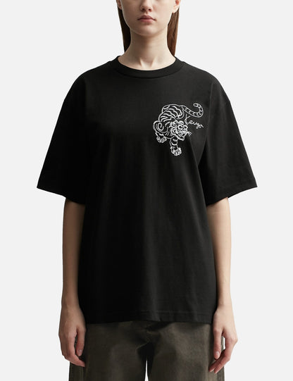 Tiger Embroidered Cotton T-shirt White