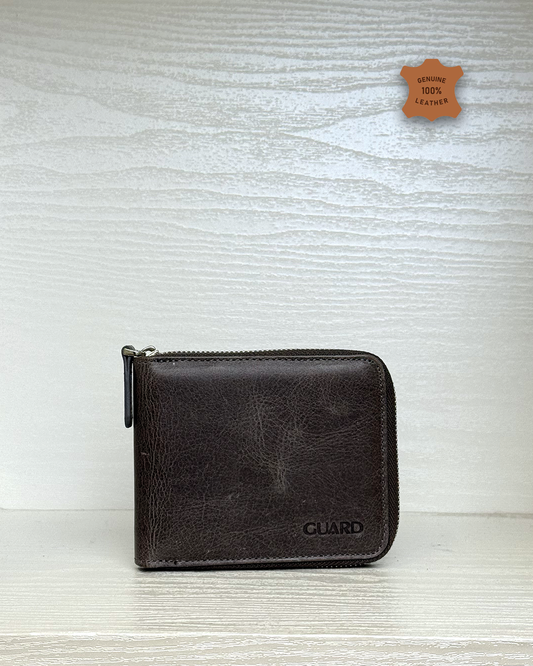 Compact Zippered Leather Mini Wallet Horizontal