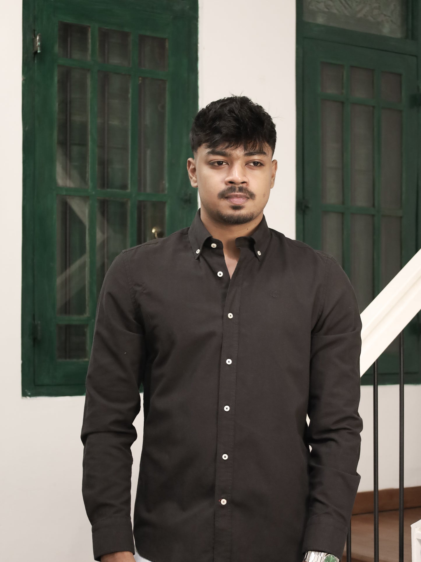 Classic Oxford Cotton Shirt -  Black