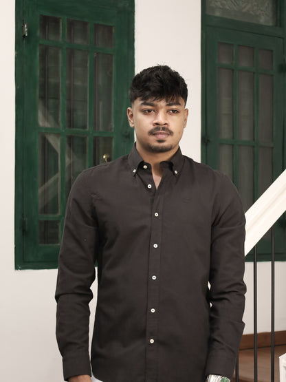 Classic Oxford Cotton Shirt -  Black