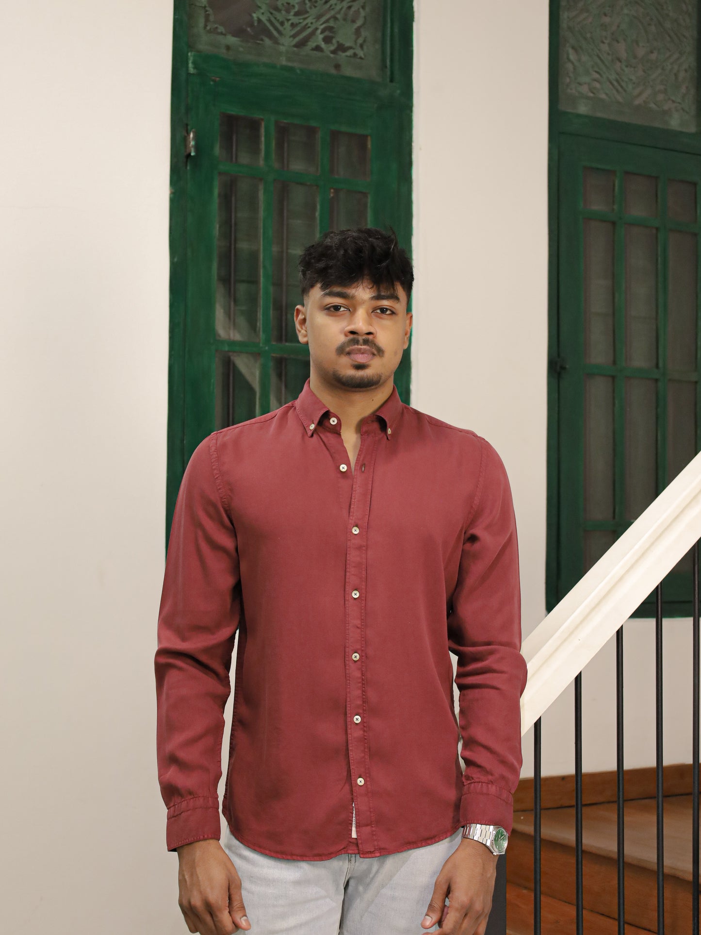 Twill Shirt  - Maroon