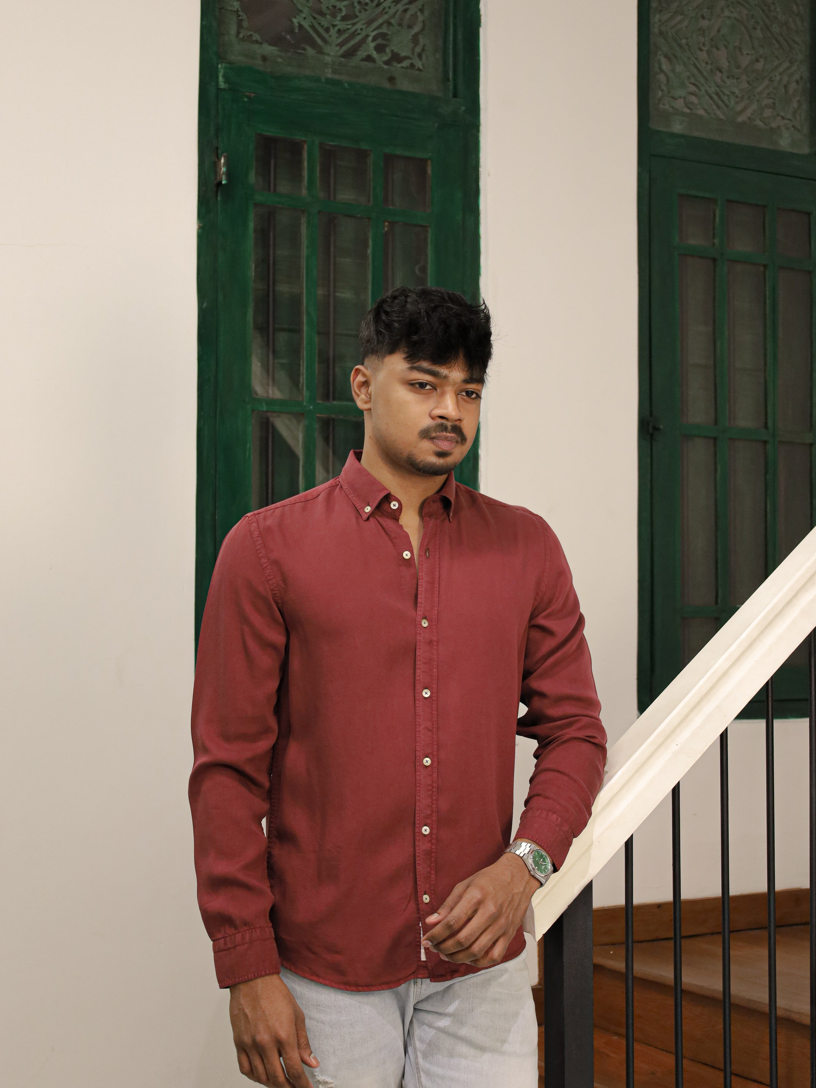 Twill Shirt - Maroon – Deniz Clothing Store
