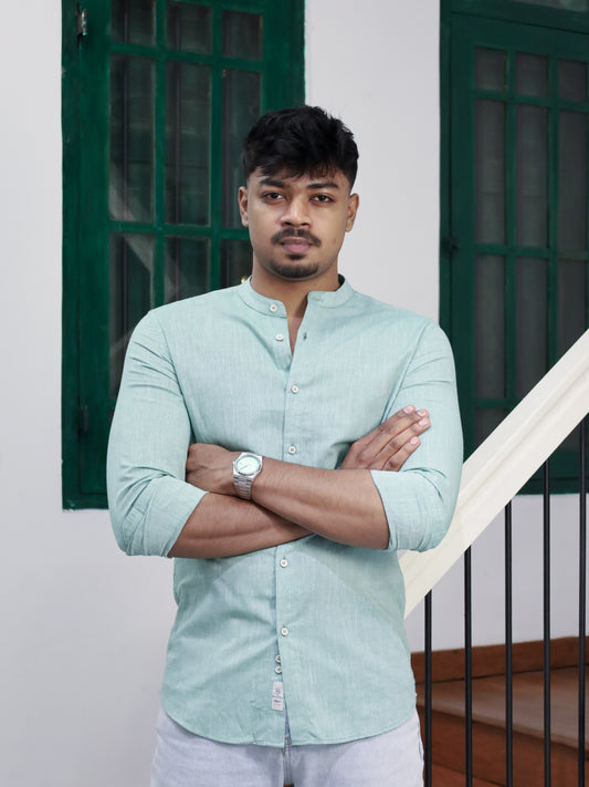 Mandarin neck Shirt – Green