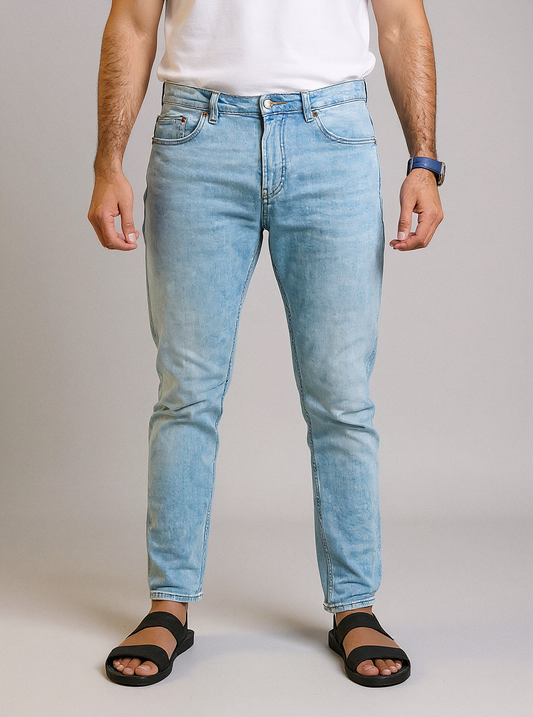 PNB Men’s Slim Fit Washed Light Blue Jeans