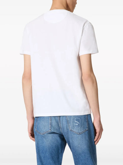 VLogo Embroidery Cotton T-Shirt White