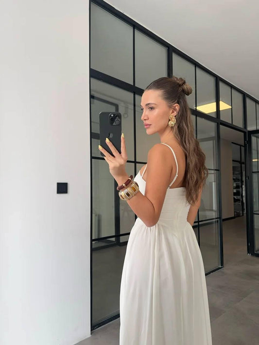 Elegant Cream Midi Dress