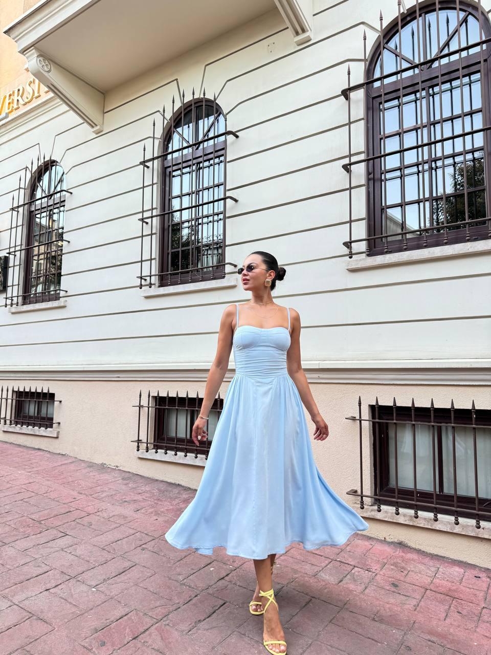Graceful Sky Blue Midi Dress Deniz Clothing Store Graceful Sky Blue Midi Dress Deniz Clothing Store