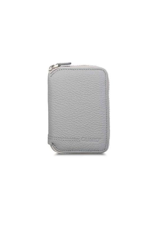 Guard Zippered Grey Leather Mini Wallet
