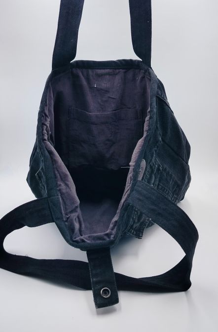 Reversible Denim Tote Bag  Made from Black Jacket