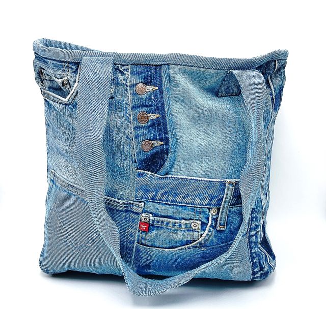 Reversible Denim Tote Bag Unique Design