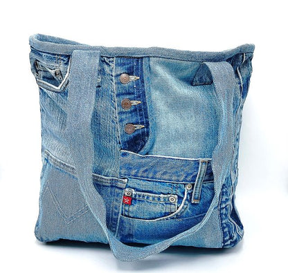 Reversible Denim Tote Bag Unique Design
