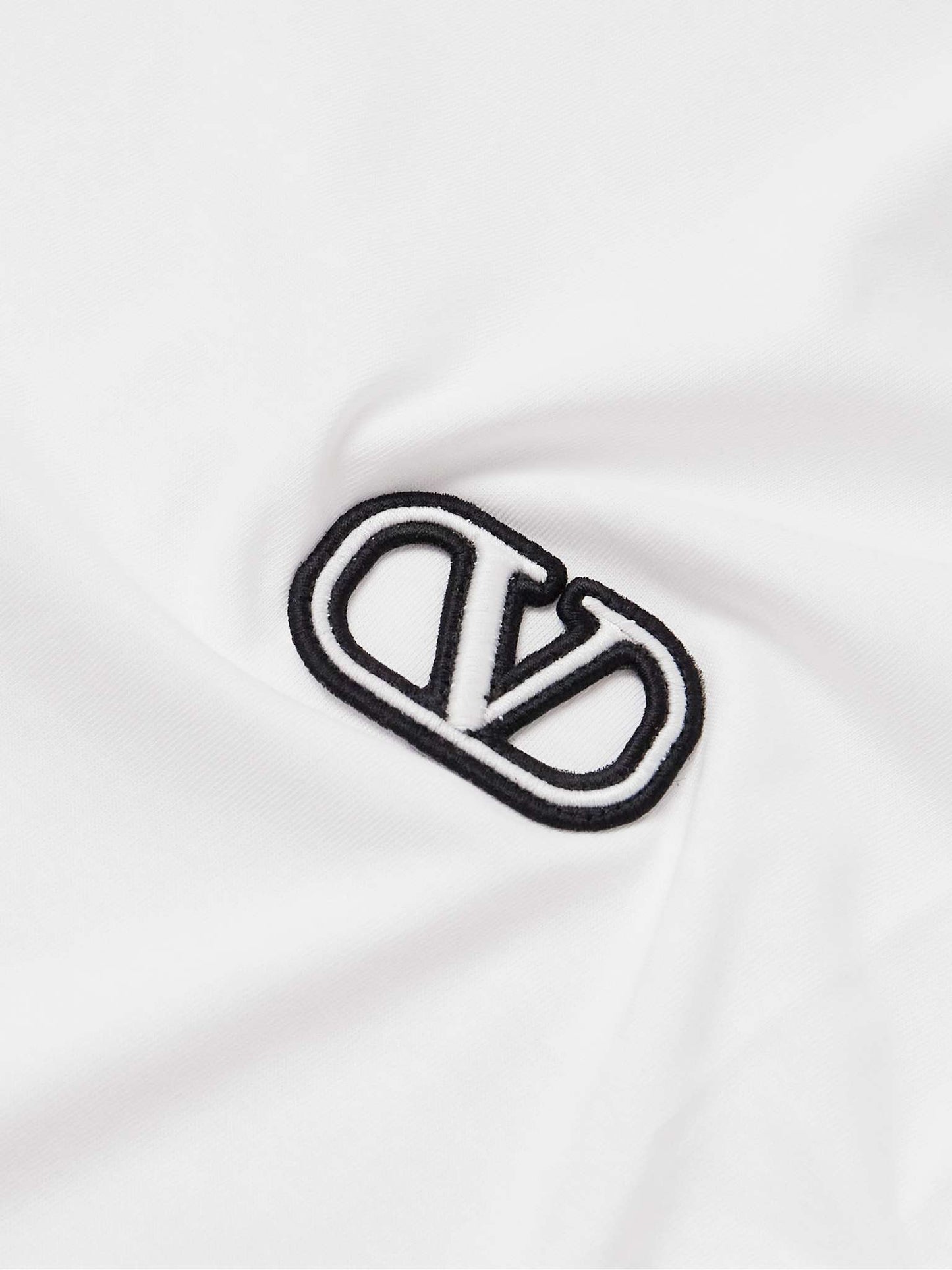 VLogo Embroidery Cotton T-Shirt White