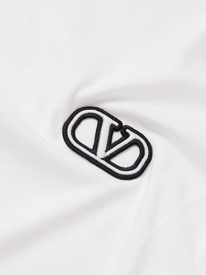 VLogo Embroidery Cotton T-Shirt White